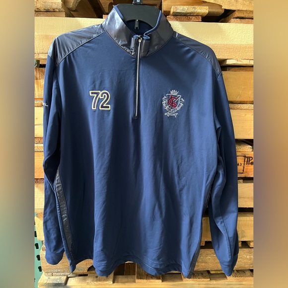 Louis Castel zip athletic long sleeve stretch pullover Golf